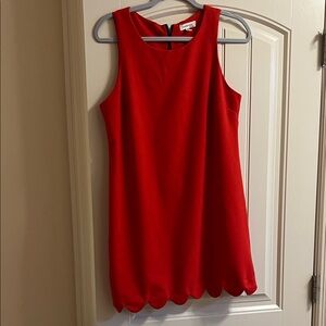 Monteau Vibrant Red Scallop Hem Mini Dress